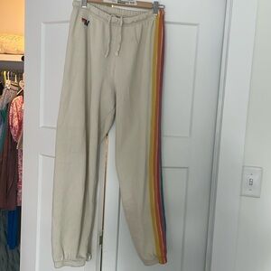 Cream aviator nation sweatpants